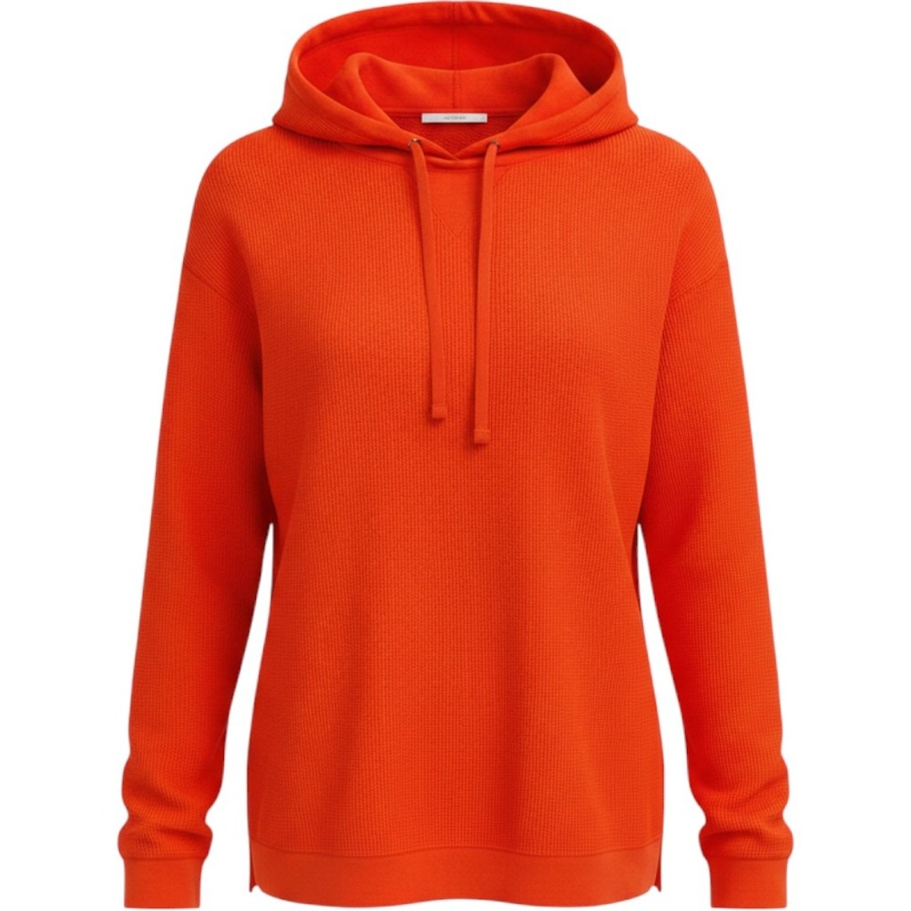 L-RL Lauren Active Ralph Lauren Orange Waffle Knit Hooded Sweatshirt Womens S